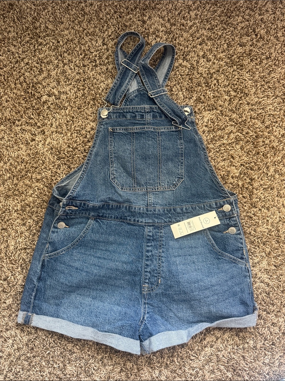 No Boundaries Blue Denim Short Overalls